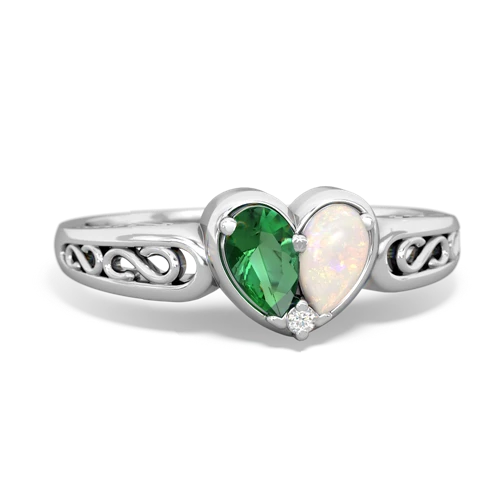 lab emerald-opal filligree ring