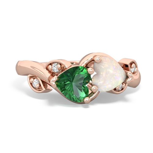 lab emerald-opal floral keepsake ring