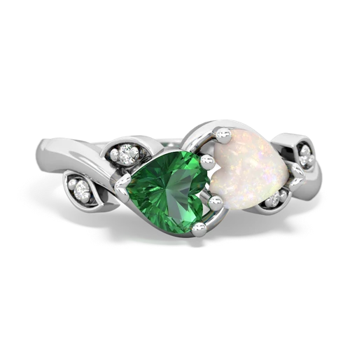 lab emerald-opal floral keepsake ring