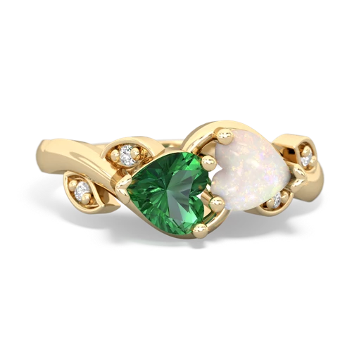 lab emerald-opal floral keepsake ring