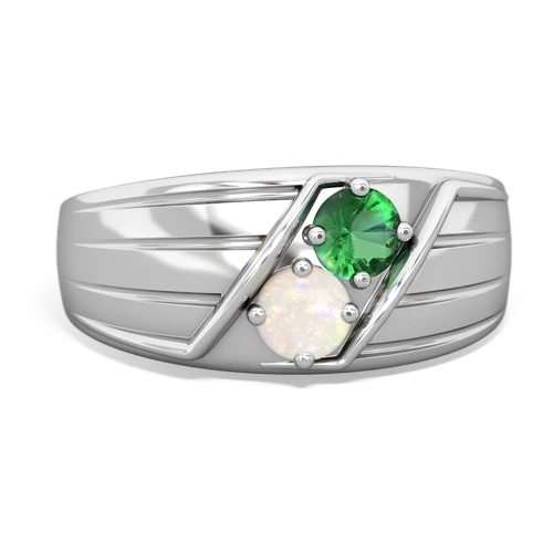 lab emerald-opal mens ring