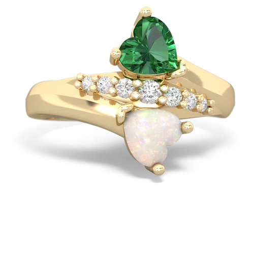 lab emerald-opal modern ring