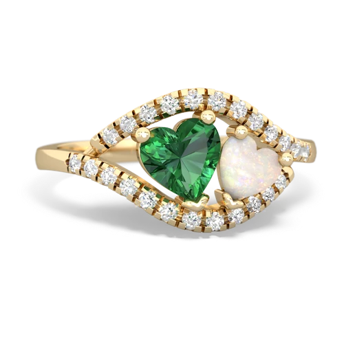 Lab Emerald Lab Created Emerald with Genuine Opal Mother and Child ring Ring