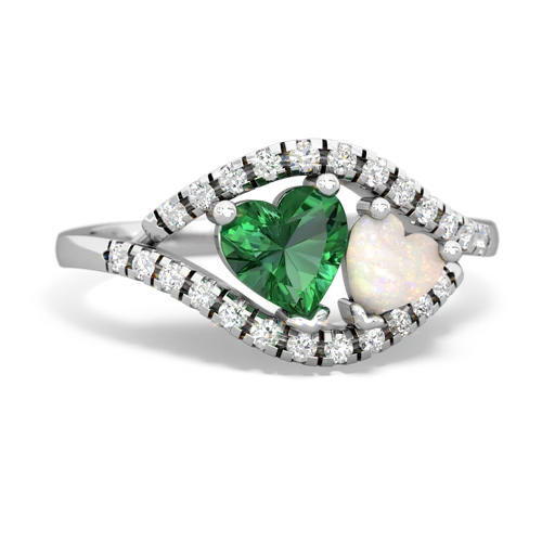 lab emerald-opal mother child ring