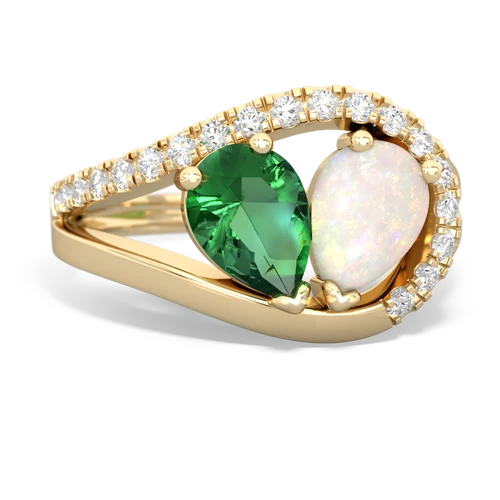 Lab Emerald Lab Created Emerald with Genuine Opal Nestled Heart Keepsake ring Ring