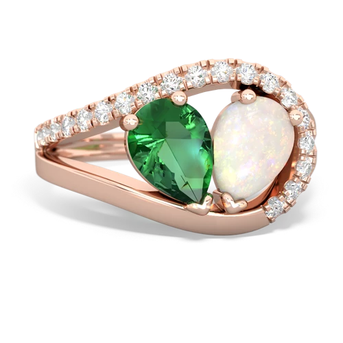 lab emerald-opal pave heart ring
