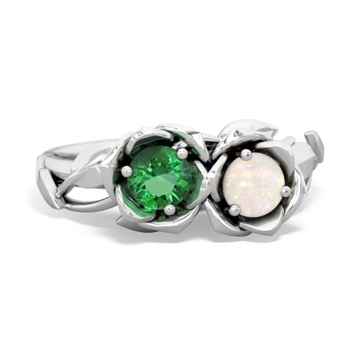lab emerald-opal roses ring