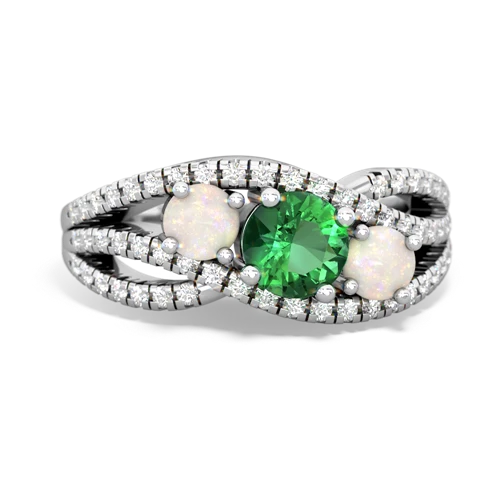 lab emerald-opal three stone pave ring