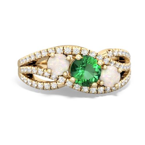 lab emerald-opal three stone pave ring