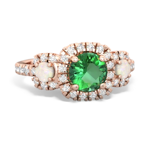 Lab Emerald Lab Created Emerald with Genuine Opal and  Regal Halo ring Ring