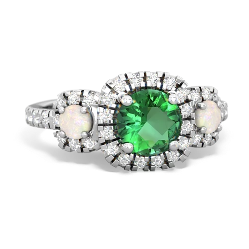 lab emerald-opal three stone regal ring