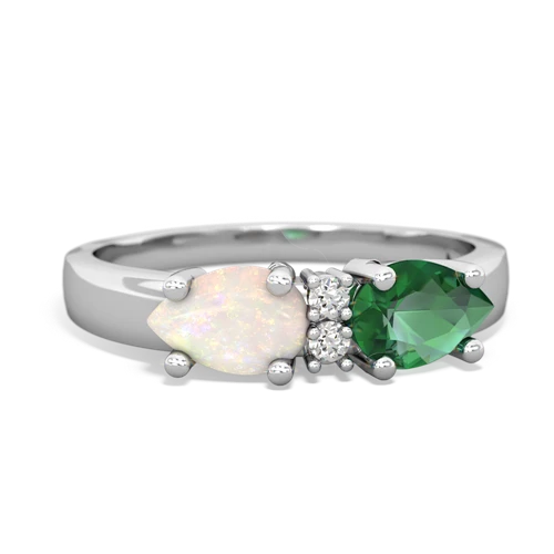 Lab Emerald Lab Created Emerald with Genuine Opal Pear Bowtie ring Ring