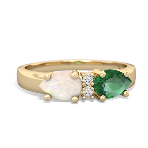 Lab Emerald Lab Created Emerald with Genuine Opal Pear Bowtie ring Ring