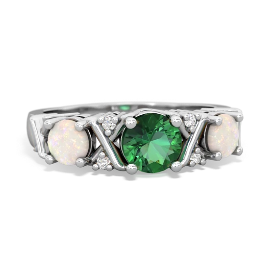 Lab Emerald Lab Created Emerald with Genuine Opal and Genuine Aquamarine Hugs and Kisses ring Ring