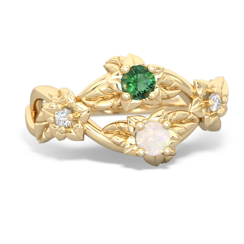 Lab Emerald Lab Created Emerald with Genuine Opal Sparkling Bouquet ring Ring