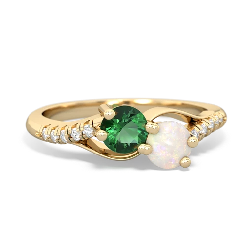 Lab Emerald Lab Created Emerald with Genuine Opal Two Stone Infinity ring Ring