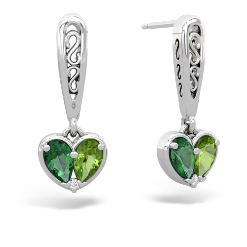 lab emerald-peridot filligree earrings