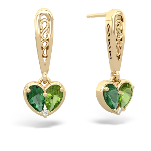 lab emerald-peridot filligree earrings