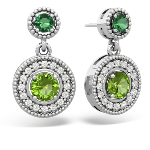 Lab Emerald Lab Created Emerald with Genuine Peridot Halo Dangle earrings Earrings
