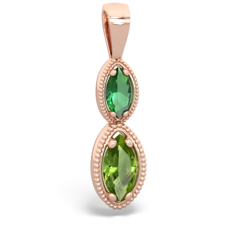 Lab Emerald Lab Created Emerald with Genuine Peridot Antique-style Halo pendant Pendant