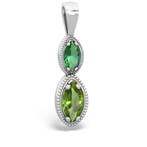 Lab Emerald Lab Created Emerald with Genuine Peridot Antique-style Halo pendant Pendant