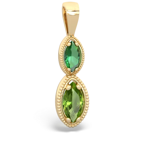 lab emerald-peridot antique milgrain pendant