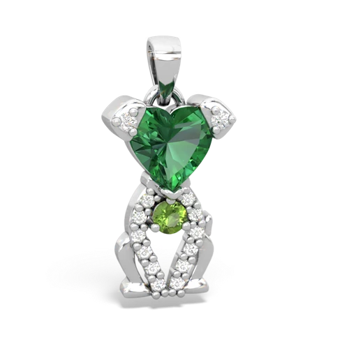 Lab Emerald Lab Created Emerald with Genuine Peridot Puppy Love pendant Pendant