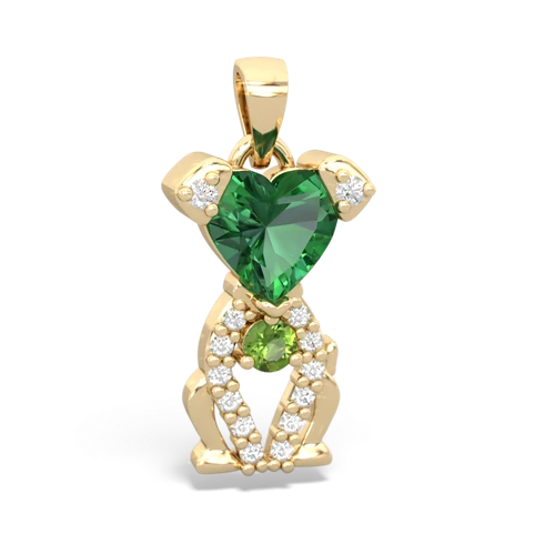 lab emerald-peridot birthstone puppy pendant