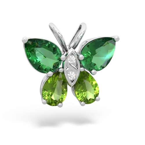 lab emerald-peridot butterfly pendant