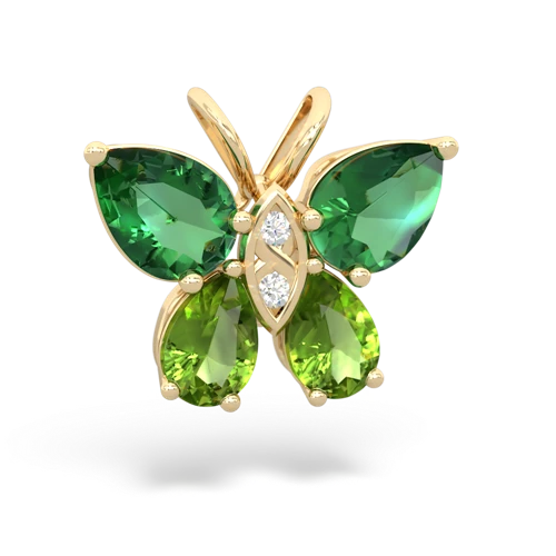 lab emerald-peridot butterfly pendant