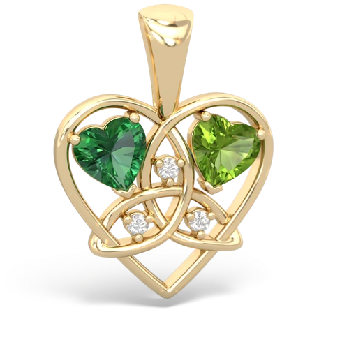 Lab Emerald Lab Created Emerald with Genuine Peridot Celtic Trinity Heart pendant Pendant