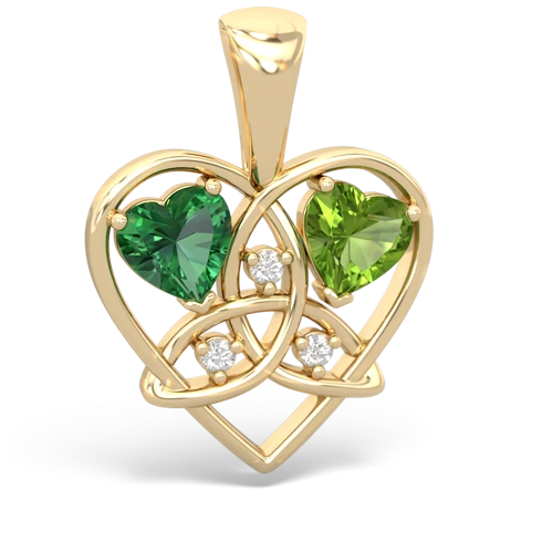 lab emerald-peridot celtic heart pendant