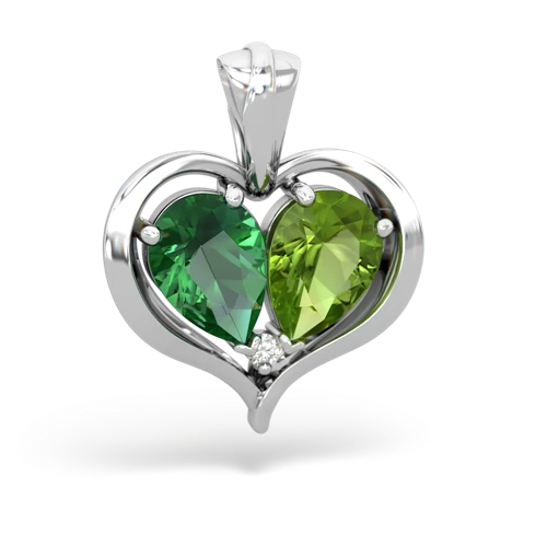 lab emerald-peridot half heart whole pendant