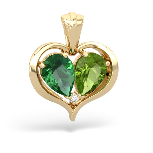 lab emerald-peridot half heart whole pendant