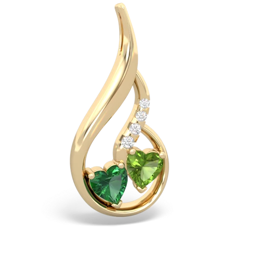 Lab Emerald Lab Created Emerald with Genuine Peridot Keepsake Curves pendant Pendant