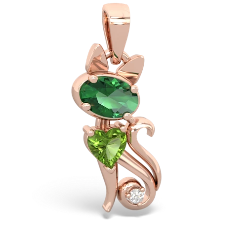 Lab Emerald Lab Created Emerald with Genuine Peridot Kitten pendant Pendant