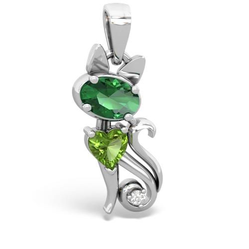 Lab Emerald Lab Created Emerald with Genuine Peridot Kitten pendant Pendant