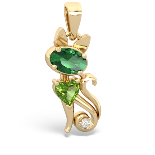 lab emerald-peridot kitten pendant