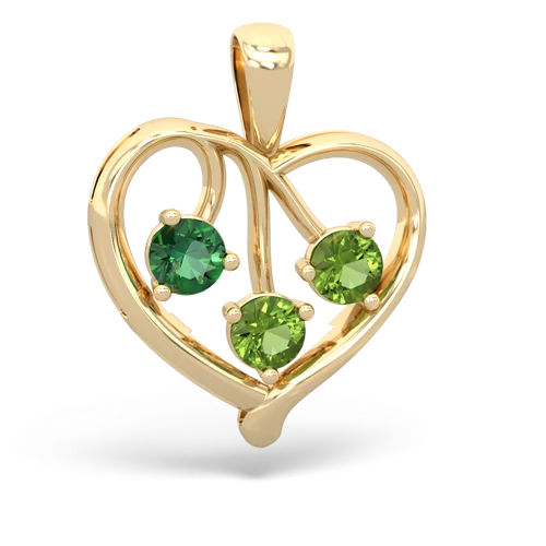 Lab Emerald Lab Created Emerald with Genuine Peridot and  Glowing Heart pendant Pendant