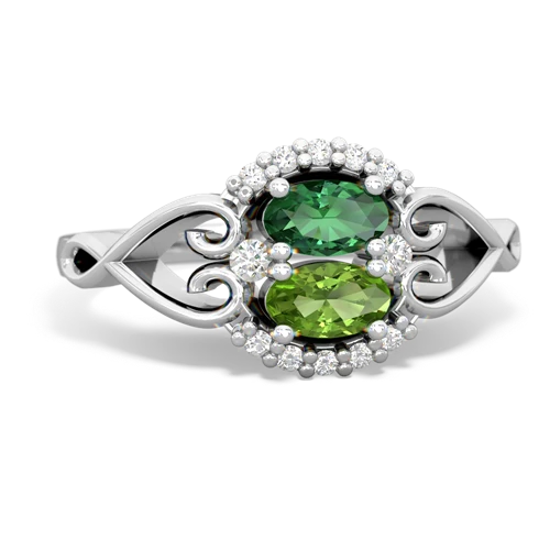 Lab Emerald Lab Created Emerald with Genuine Peridot Love Nest ring Ring