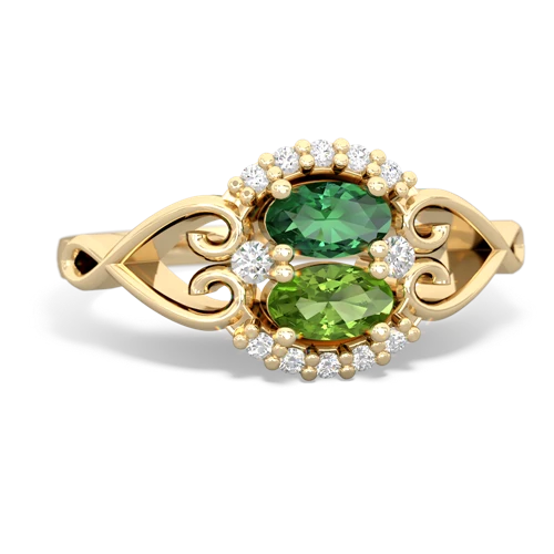 lab emerald-peridot antique keepsake ring