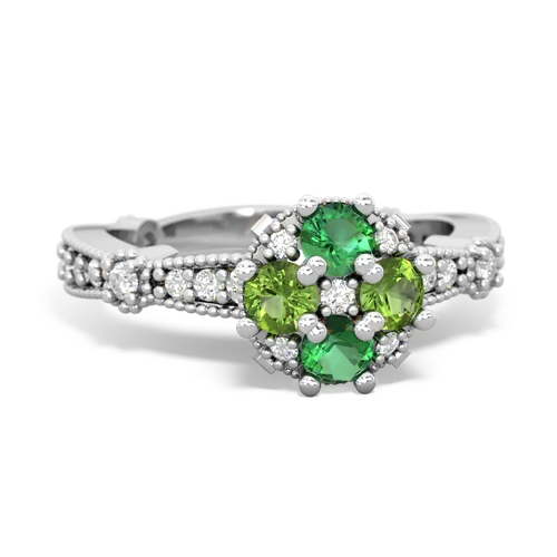 lab emerald-peridot art deco engagement ring