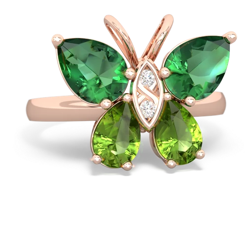 lab emerald-peridot butterfly ring