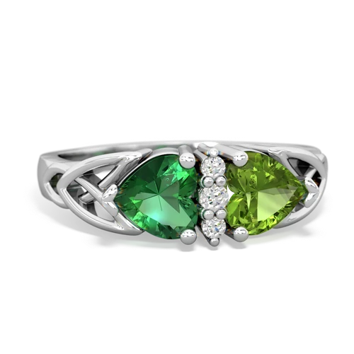 Lab Emerald Lab Created Emerald with Genuine Peridot Celtic Trinity Knot ring Ring