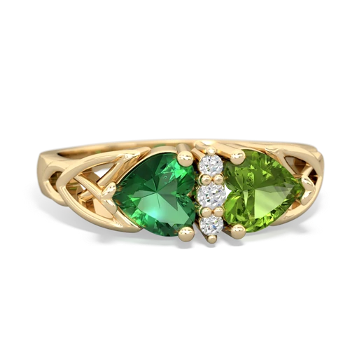 Lab Emerald Lab Created Emerald with Genuine Peridot Celtic Trinity Knot ring Ring