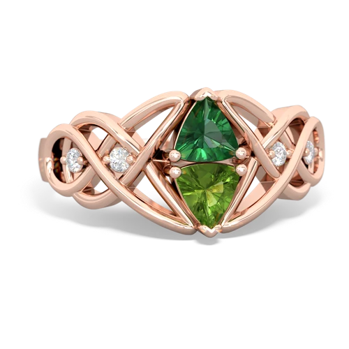Lab Emerald Lab Created Emerald with Genuine Peridot Keepsake Celtic Knot ring Ring