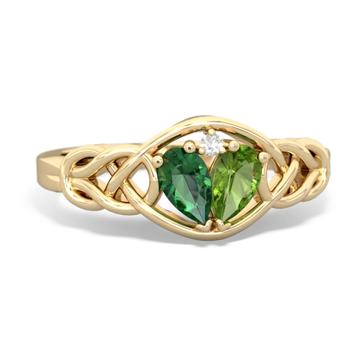 lab emerald-peridot celtic knot ring