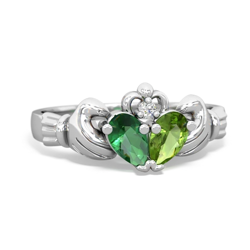 Lab Emerald Lab Created Emerald with Genuine Peridot Claddagh ring Ring