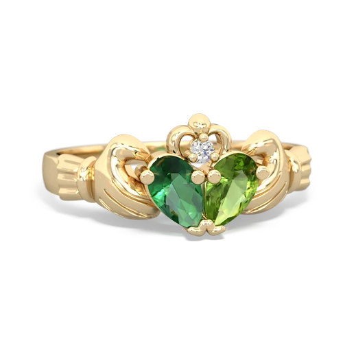 Lab Emerald Lab Created Emerald with Genuine Peridot Claddagh ring Ring