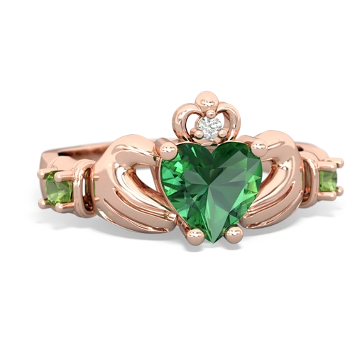 Lab Emerald Lab Created Emerald with Genuine Peridot and Genuine Pink Tourmaline Claddagh ring Ring